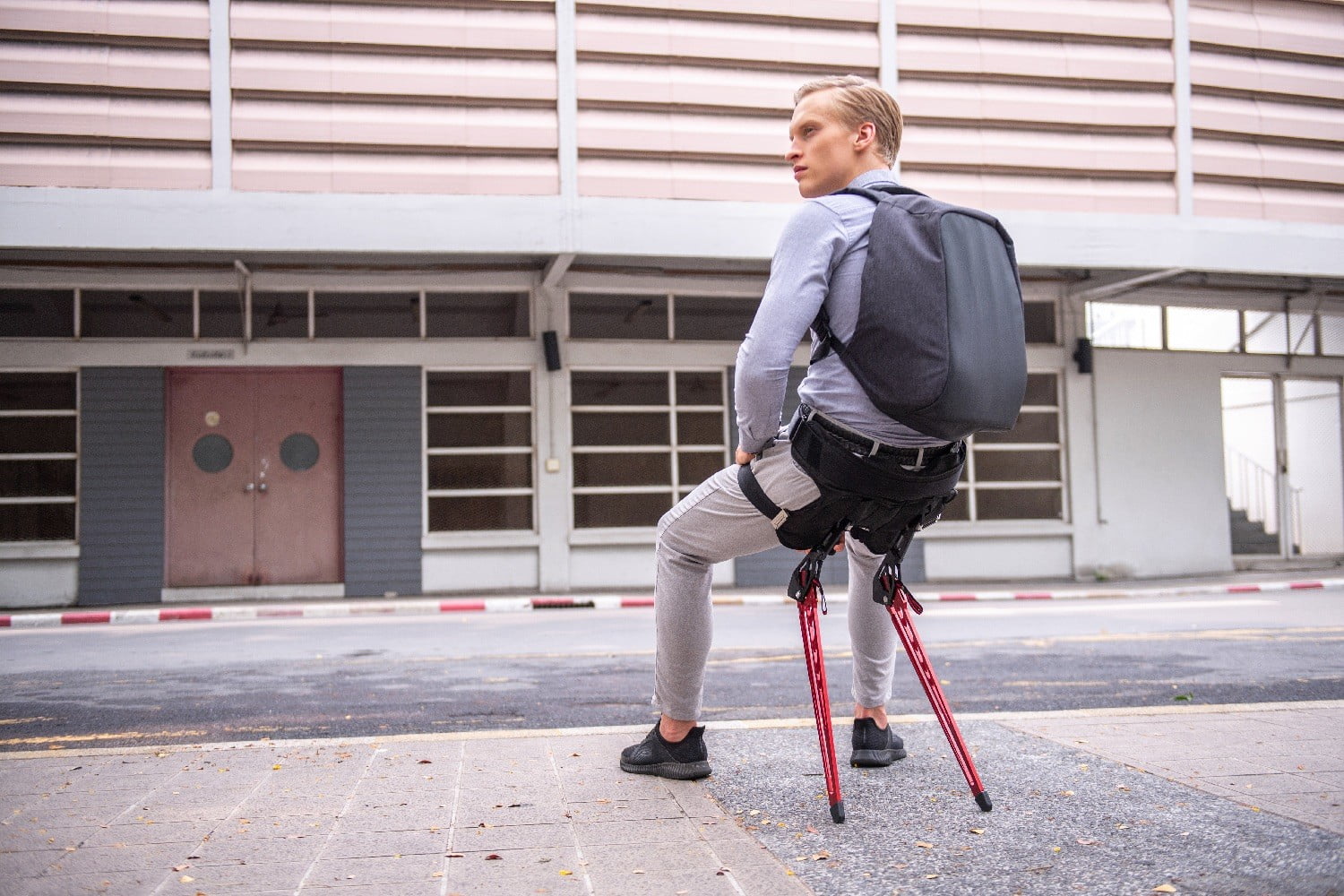 Lex is a wearable exoskeleton that lets you take a comfortable seat anywhere