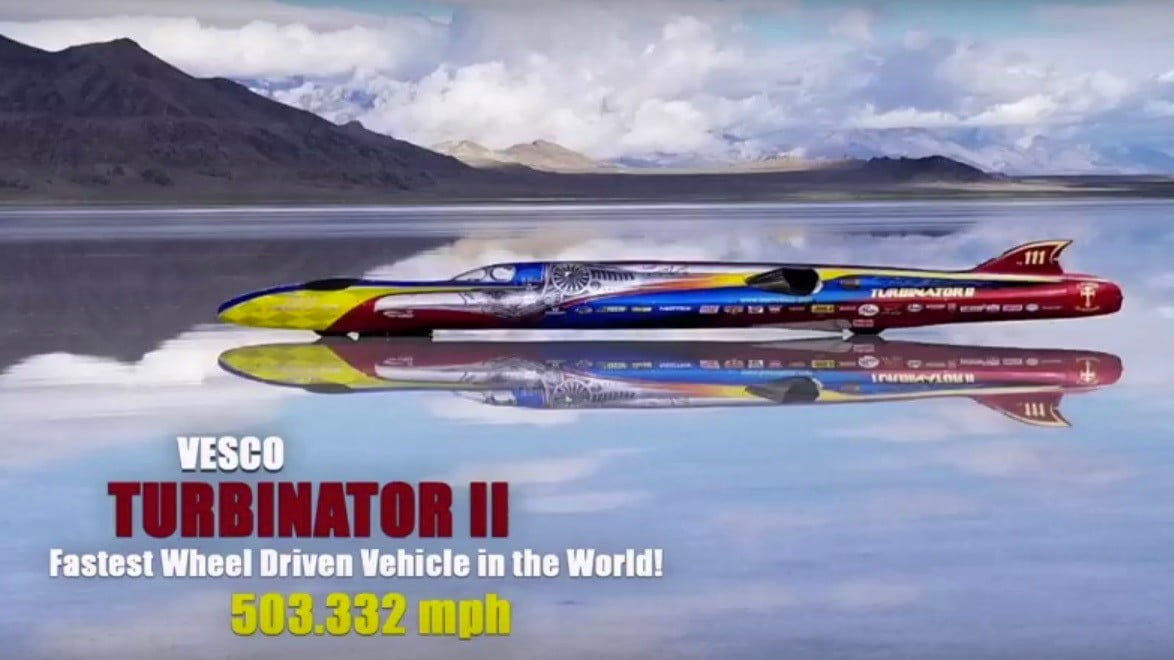 At 503 mph, Turbinator II is the world’s fastest wheel-driven vehicle