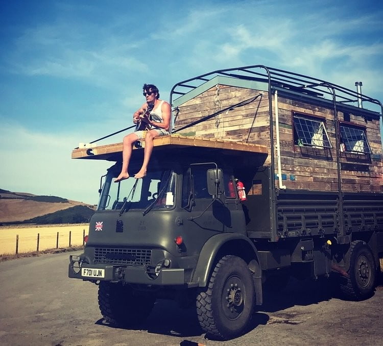This freewheeling Army truck-turned-tiny home is a labor of love